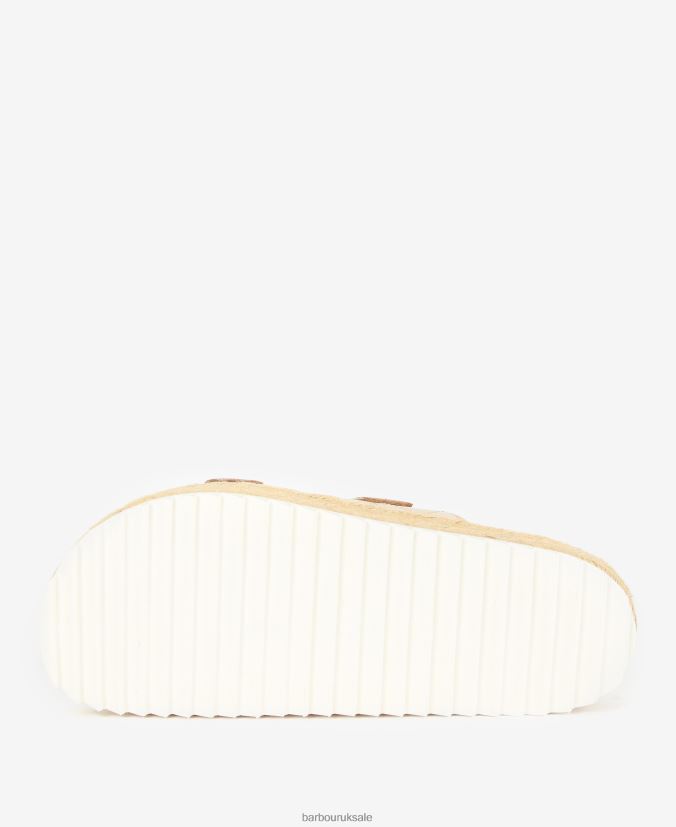 Pamela Diamond Quilted Sandals Barbour Women R08LB62096 Footwear Classic White