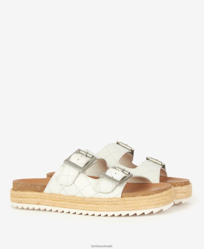 Pamela Diamond Quilted Sandals Barbour Women R08LB62120 Footwear Classic White
