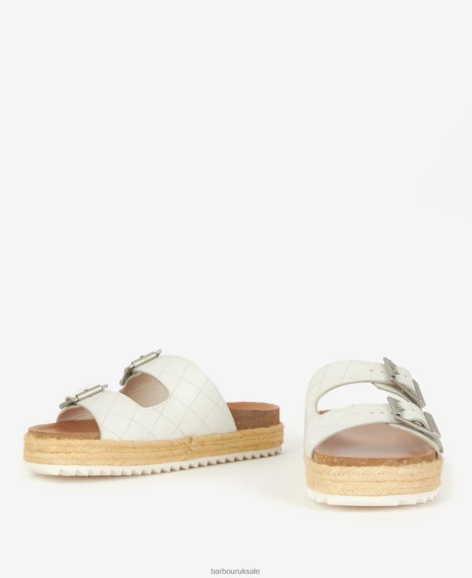 Pamela Diamond Quilted Sandals Barbour Women R08LB62120 Footwear Classic White