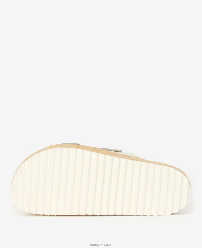 Pamela Diamond Quilted Sandals Barbour Women R08LB62120 Footwear Classic White